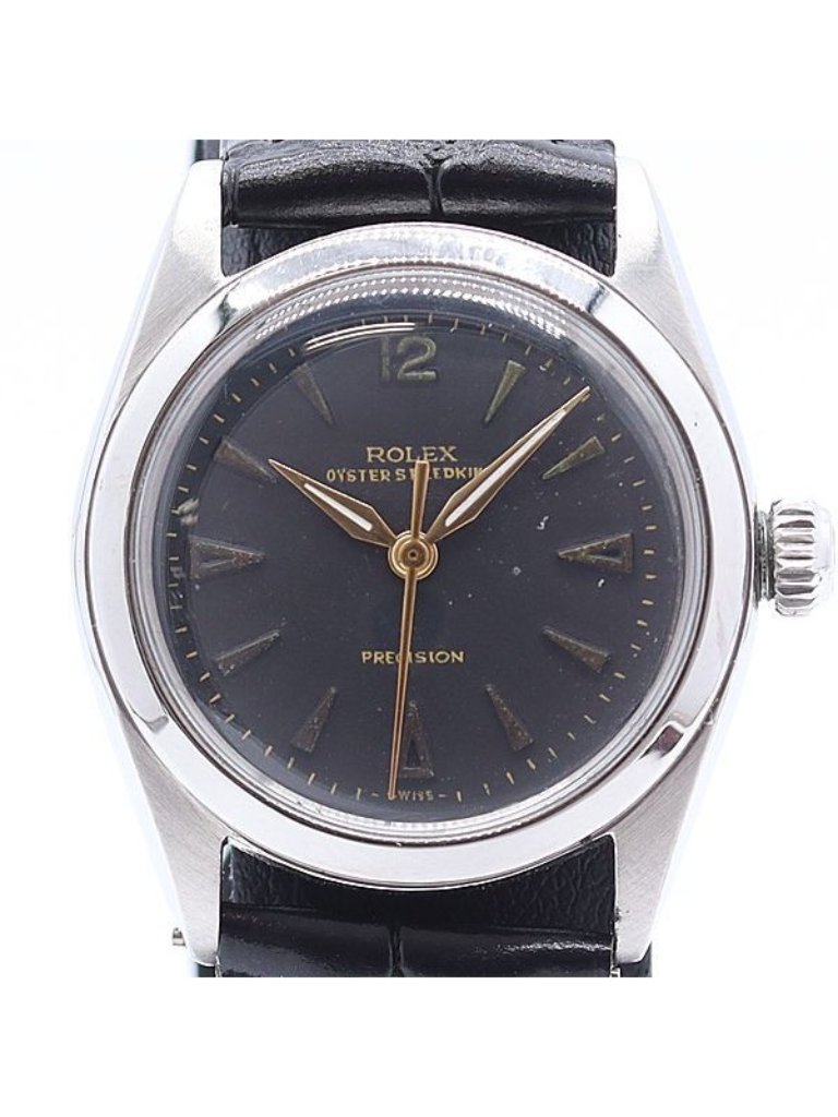 Rolex Oyster Speed King Ss Manual Wind Black Dial Watch